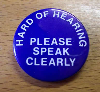 please speak clearly badge